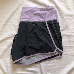 lululemon lavender/grey shorts